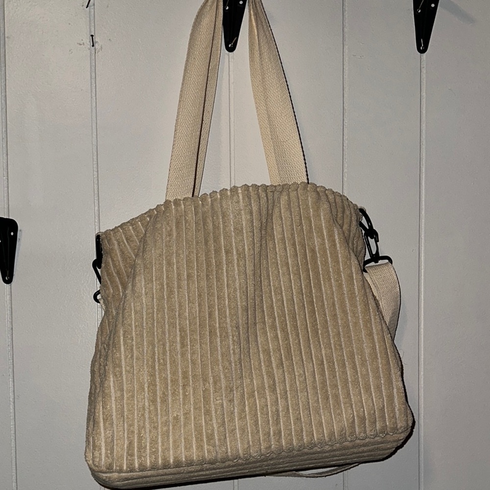 Beige Corduroy Tote Bag